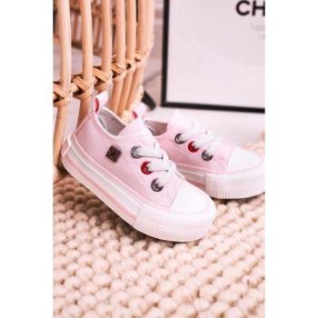 Sportcipők lányoknak - Divatos rózsaszínű gyerek Big Star tornacipő fűzővel kép