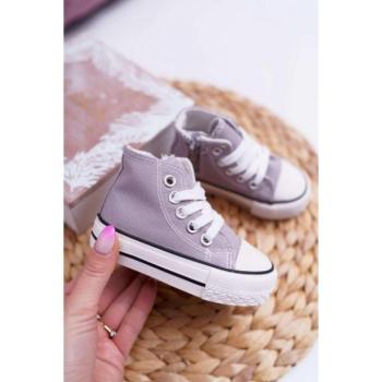 Sportcipők lányoknak - Szürke színű gyermek magas tornacipő kép