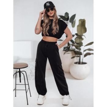 Szettek - Fekete női szett nadrággal és rövid felsővel AY1121 kép