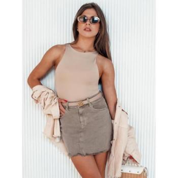 Szoknyák - Női rövid szoknya sötét bézs színben kép