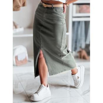 Szoknyák - Zöld farmer midi szoknya hasítékkal CY0489 kép