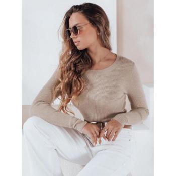 Szvetterek - Bézs színű, bordázott női pulóver MY2496 kép