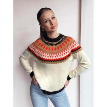 Szvetterek - Bézs színű női pulóver MY2378 mintával kép