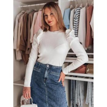 Szvetterek - Fehér női pulóver puffos vállakkal MY2463 kép