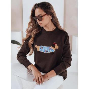 Szvetterek - Női barna pulóver kutyás mintával MY2544 kép