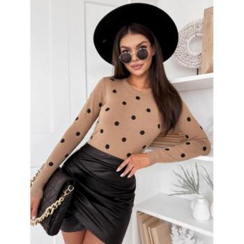 Szvetterek - Női barna pulóver pöttyökkel kép