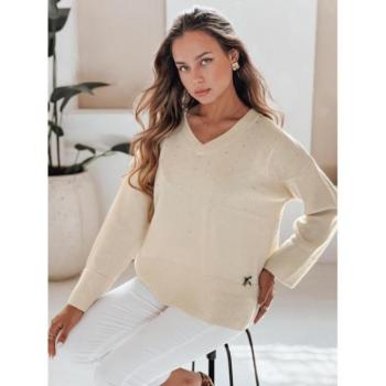 Szvetterek - Női ekrü pulóver V-nyakkal MY2517 kép