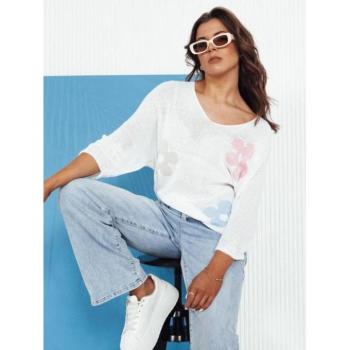 Szvetterek - Női fehér pulóver virágokkal MY2330 kép