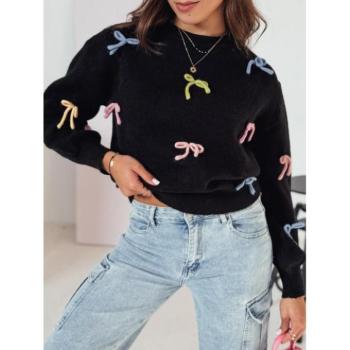 Szvetterek - Női fekete pulóver színes masnikkal MY2358 kép