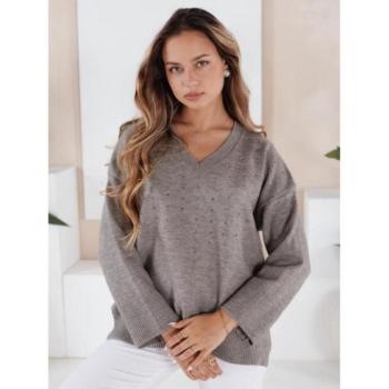 Szvetterek - Női szürke pulóver V-nyakkal MY2519 kép
