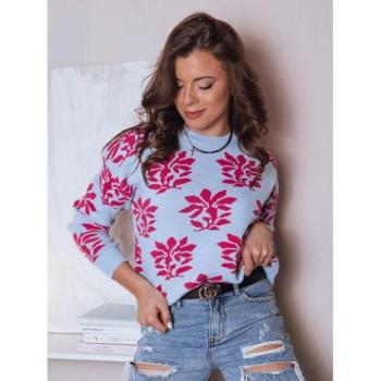 Szvetterek - Női világoskék pulóver mintával kép