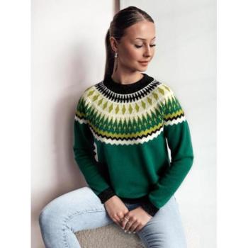 Szvetterek - Női zöld pulóver MY2377 mintával kép