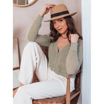 Szvetterek - Olajzöld áttört női pulóver kép