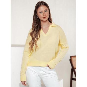 Szvetterek - Sárga női oversize pulóver gallérral MY2415 kép