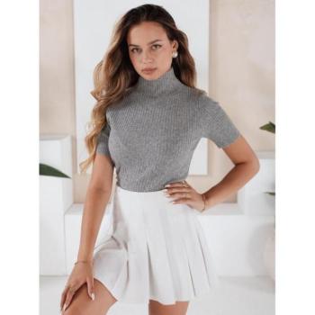 Szvetterek - Szürke bordázott rövid ujjú pulóver MY2551 kép