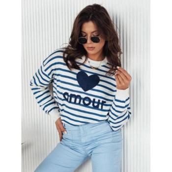 Szvetterek - Világoskék csíkos női pulóver kép