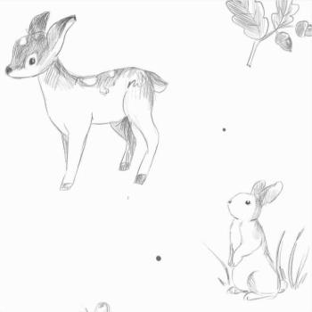 Tapeták - Fekete-fehér dekoratív tapéta állatokkal kép