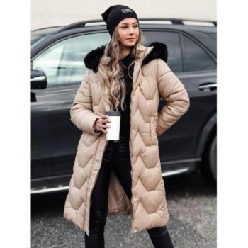 Télikabátok - Bézs hosszú női kabát TY4777 kép