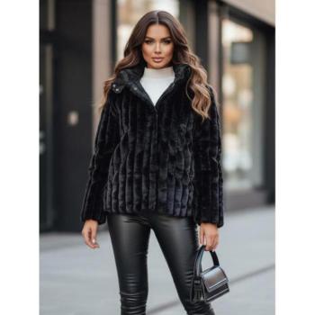 Télikabátok - Fekete női szőrmekabát TY5276z kép