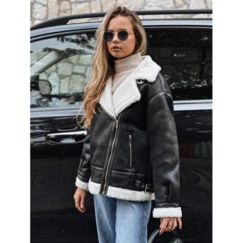 Télikabátok - Fekete női szőrmés kabát TY5246 kép