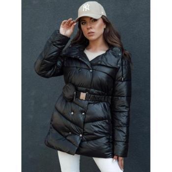 Télikabátok - Fekete téli női kabát övvel TY4484 kép