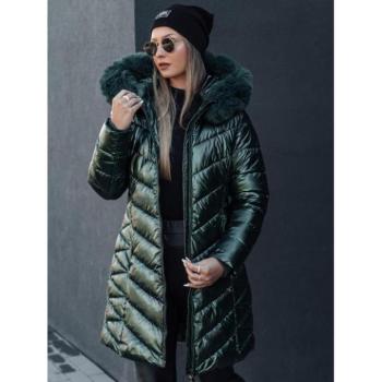 Télikabátok - Fényes zöld női kabát TY4591 kép