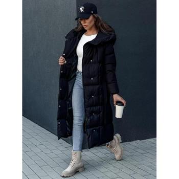 Télikabátok - Hosszú női kabát fekete színben TY4373 kép