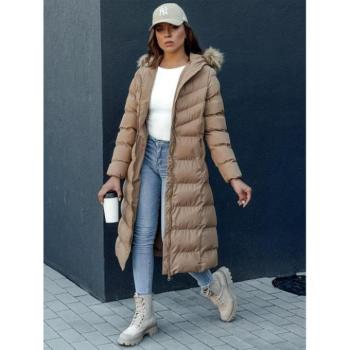 Télikabátok - Hosszú női kabát sötét bézs színben TY4375 kép