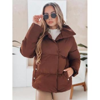 Télikabátok - Női barna galléros kabát TY4958 kép