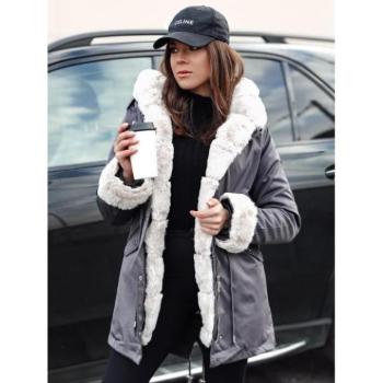 Télikabátok - Női bélelt parka sötétszürke színben TY4766 kép