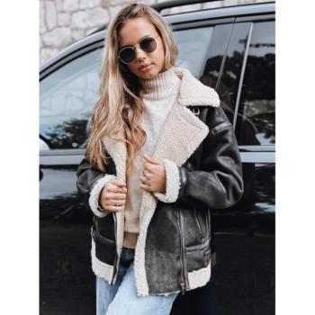 Télikabátok - Női fekete szőrmés kabát TY5247 kép