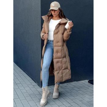 Télikabátok - Női hosszú sötét bézs színű kabát TY4371 kép