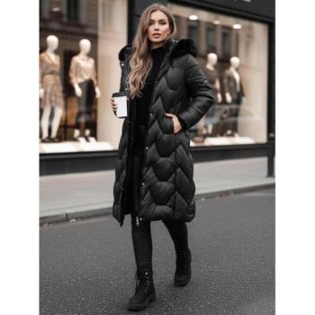 Télikabátok - Női hosszú téli kabát fekete színben TY4775z kép