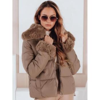 Télikabátok - Női sötét bézs színű szőrmés kabát TY5069 kép