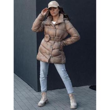 Télikabátok - Női világosbarna téli kabát övvel TY4536 kép