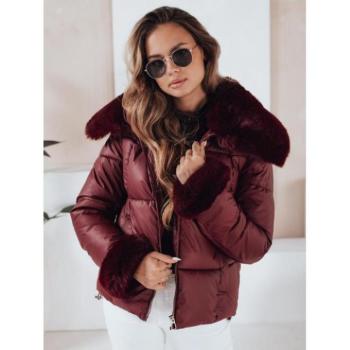 Télikabátok - Rövid bordó kabát szőrmével TY5071 kép