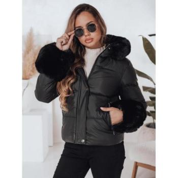Télikabátok - Rövid fekete szőrmés kabát TY5006 kép