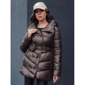 Télikabátok - Téli barna női kabát övvel TY4517 kép