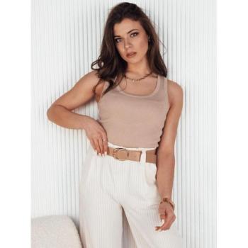 Ujjatlan - Bordázott bézs ujjatlan felső kép