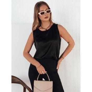 Ujjatlan - Női fekete szatén ujjatlan felső kép