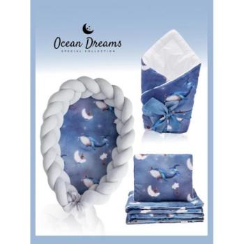 Újszülött kezdőcsomag - Újszülött, szatén szett, 4 az 1-ben  - Ocean Dreams / szürke kép
