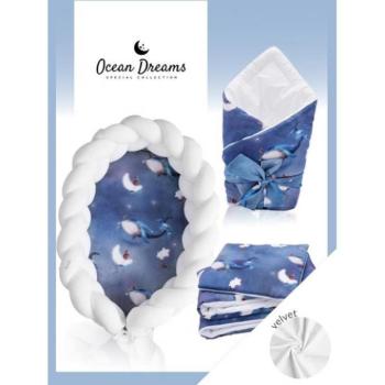Újszülött kezdőcsomag - Újszülött, Velvett szett, 4 az 1-ben  - Ocean Dreams / fehér kép