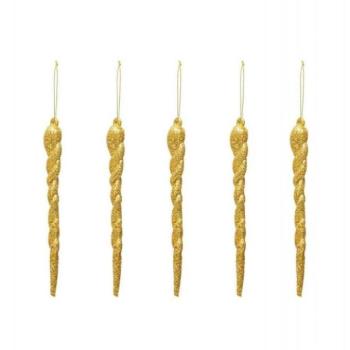 Ünnepi dekorációk - Arany jégcsap készlet, karácsonyfára - 5 db kép