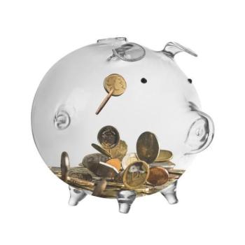 Ünnepi dekorációk - Átlátszó üveg malacpersely - persely kép