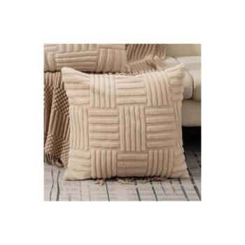 Ünnepi dekorációk - Bézs színű, bolyhos párnahuzat kép