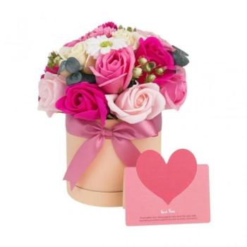 Ünnepi dekorációk - Illatos szappanvirág csokor dobozban kép