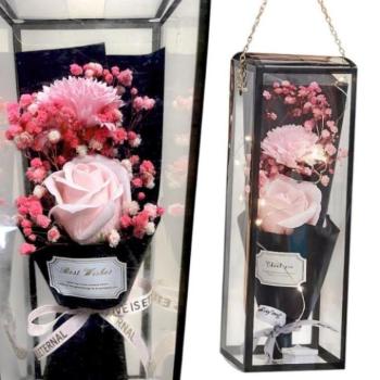 Ünnepi dekorációk - Illatos szappanvirág csokor LED-es lámpákkal kép