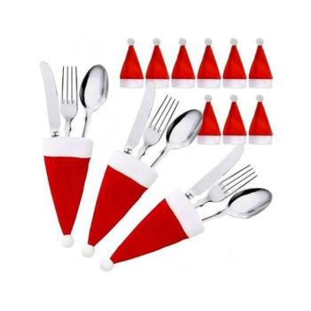 Ünnepi dekorációk - Karácsonyi evőeszköztartók - sapkák 12 db kép