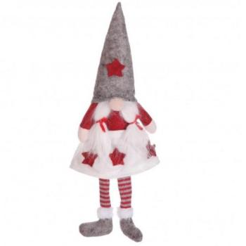 Ünnepi dekorációk - Plüss karácsonyi manó, szürke színben, lógó lábakkal kép