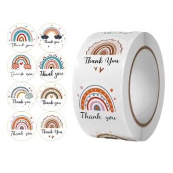 Ünnepi dekorációk - Szivárvány matricák, THANK YOU- 500 db kép